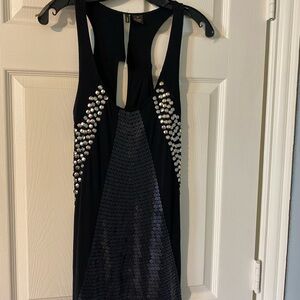 Chic Black and Silver Sequin Backless Dress